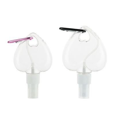 Refillable Clear 50ML PETG Heart Shaped Travel Bottle With Hook Alcohol Spray Cap
